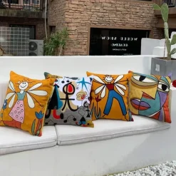 The Cushion Corner Bettzeug|Wohndeko-Picasso bestickte Kissenbezüge – Künstlerische Sofadekoration