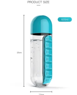 The Decor Haven Küche & Esszimmer-Pillendosierer-Wasserflasche – Täglicher Medikamenten-Tracker