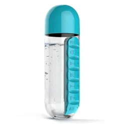 The Decor Haven Küche & Esszimmer-Pillendosierer-Wasserflasche – Täglicher Medikamenten-Tracker