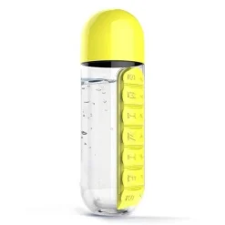 The Decor Haven Küche & Esszimmer-Pillendosierer-Wasserflasche – Täglicher Medikamenten-Tracker