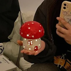 The Decor Haven Beleuchtung-Pilz Keramik Nachttischlampe - Verträumtes Nachtlicht