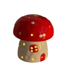 The Decor Haven Beleuchtung-Pilz Keramik Nachttischlampe - Verträumtes Nachtlicht