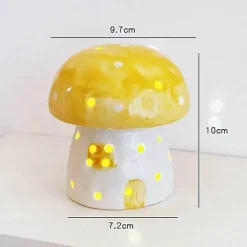 The Decor Haven Beleuchtung-Pilz Keramik Nachttischlampe - Verträumtes Nachtlicht