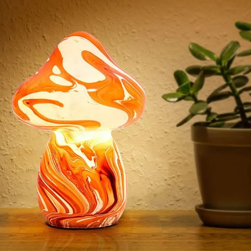 The Light Loft Beleuchtung-Pilzlampe aus Buntglas – Einzigartige dekorative Leuchte