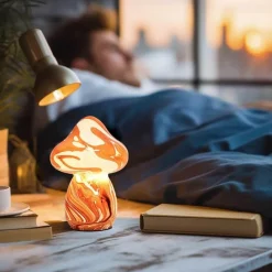 The Light Loft Beleuchtung-Pilzlampe aus Buntglas – Einzigartige dekorative Leuchte