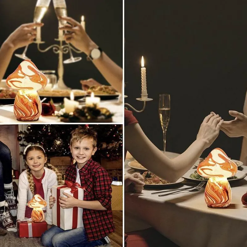 The Light Loft Beleuchtung-Pilzlampe aus Buntglas – Einzigartige dekorative Leuchte