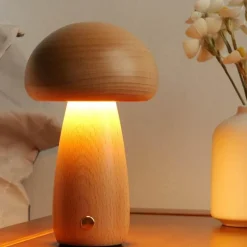 The Light Loft Beleuchtung-Pilzlampe aus Massivholz - Einzigartige Tischleuchte