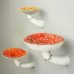 The Gilded Nest Wohndeko-Pilz-Wandregal - Schwebendes Harzdekor