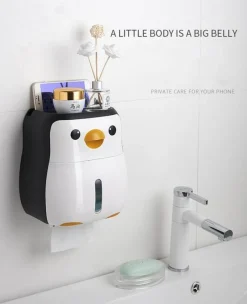 The Blissful Bath Badezimmer-Pinguin-Toilettenpapierhalter – Niedliches Badezimmer-Organizer-Dekor