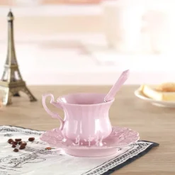 Feast u0026 Flair Küche & Esszimmer-Pink Princess Teetassen-Set – Elegantes 180 ml Porzellan-Trinkgeschirr