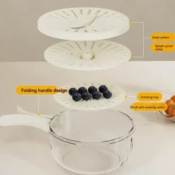 The Culinary Kit Küche & Esszimmer-Platzsparender Abtropfkorb für Gemüse und Obst – Aufbewahrungslösung für die Küche