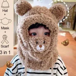 Damen The Decor Haven Babykleidung|Babykleidung-Plüschbär-Schalmaske – warmes Winteraccessoire