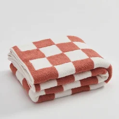 Cozy Haven Bettzeug-Plüschdecke mit Schachbrettmuster – weicher Überwurf für Sofa und Heimdekoration