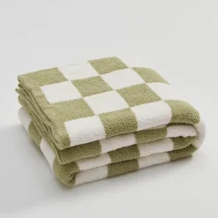 Cozy Haven Bettzeug-Plüschdecke mit Schachbrettmuster – weicher Überwurf für Sofa und Heimdekoration