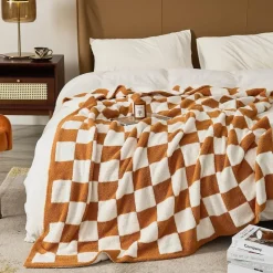 Cozy Haven Bettzeug-Plüschdecke mit Schachbrettmuster – weicher Überwurf für Sofa und Heimdekoration