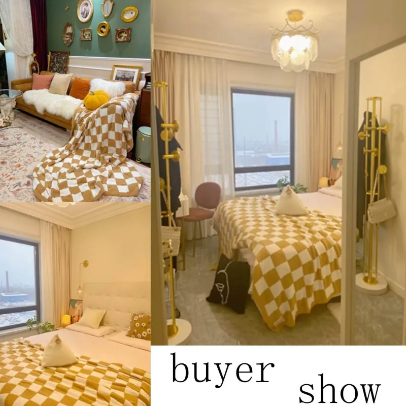 Cozy Haven Bettzeug-Plüschdecke mit Schachbrettmuster – weicher Überwurf für Sofa und Heimdekoration