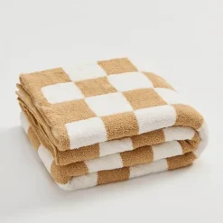 Cozy Haven Bettzeug-Plüschdecke mit Schachbrettmuster – weicher Überwurf für Sofa und Heimdekoration