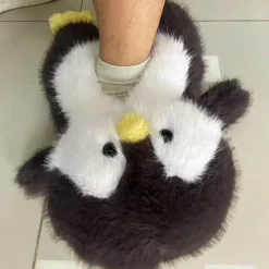Damen Wilderness Haven Herrenschuhe|Damenschuhe-Plüsch-Hausschuhe „Happy Penguins“ – bequemes, gemütliches Schuhwerk