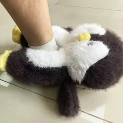 Damen Wilderness Haven Herrenschuhe|Damenschuhe-Plüsch-Hausschuhe „Happy Penguins“ – bequemes, gemütliches Schuhwerk