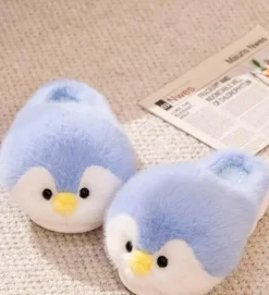 Damen Wilderness Haven Herrenschuhe|Damenschuhe-Plüsch-Hausschuhe „Happy Penguins“ – bequemes, gemütliches Schuhwerk