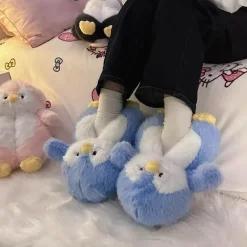 Damen Wilderness Haven Herrenschuhe|Damenschuhe-Plüsch-Hausschuhe „Happy Penguins“ – bequemes, gemütliches Schuhwerk