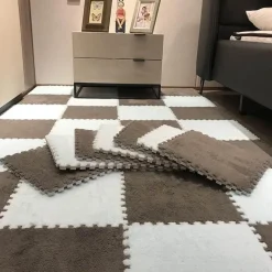 Kinder The Decor Haven Kinderwagen & Zubehör|Gadgets Für Zuhause-Plüschige Winter-Puzzlematte - Weiche DIY-Spielmatte