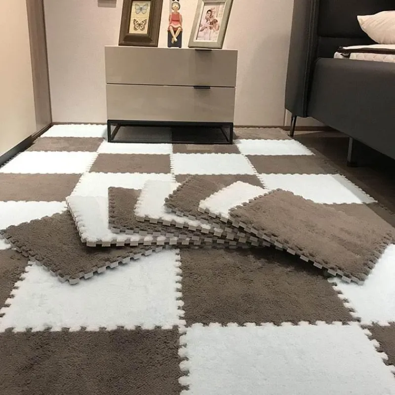 Kinder The Decor Haven Kinderwagen & Zubehör|Gadgets Für Zuhause-Plüschige Winter-Puzzlematte - Weiche DIY-Spielmatte