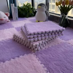 Kinder The Decor Haven Kinderwagen & Zubehör|Gadgets Für Zuhause-Plüschige Winter-Puzzlematte - Weiche DIY-Spielmatte