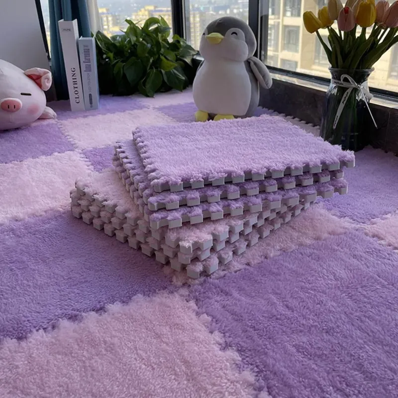 Kinder The Decor Haven Kinderwagen & Zubehör|Gadgets Für Zuhause-Plüschige Winter-Puzzlematte - Weiche DIY-Spielmatte