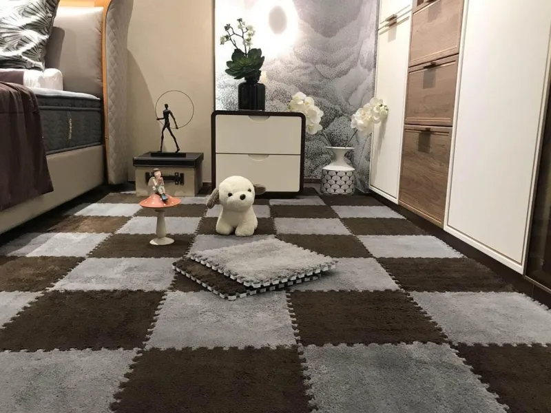 Kinder The Decor Haven Kinderwagen & Zubehör|Gadgets Für Zuhause-Plüschige Winter-Puzzlematte - Weiche DIY-Spielmatte