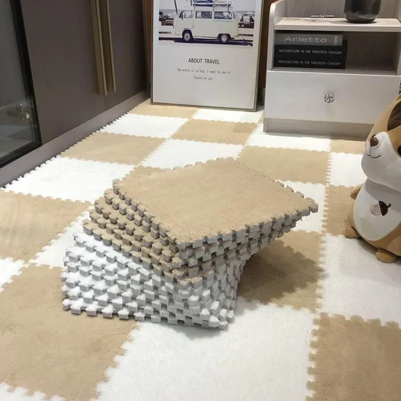 Kinder The Decor Haven Kinderwagen & Zubehör|Gadgets Für Zuhause-Plüschige Winter-Puzzlematte - Weiche DIY-Spielmatte