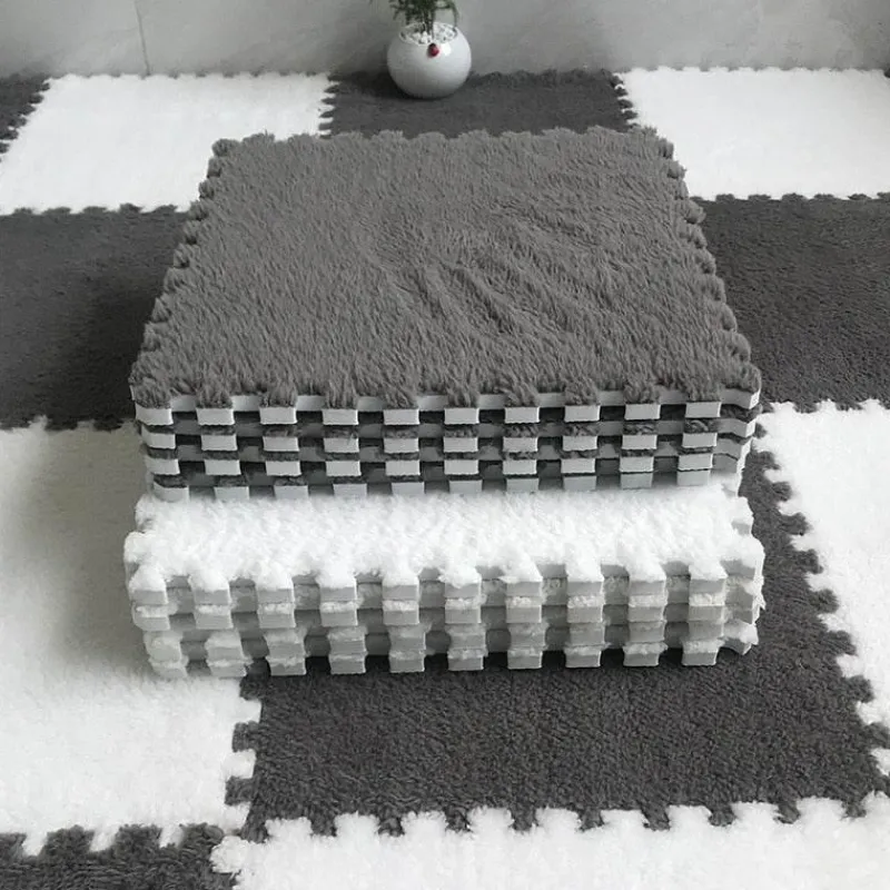 Kinder The Decor Haven Kinderwagen & Zubehör|Gadgets Für Zuhause-Plüschige Winter-Puzzlematte - Weiche DIY-Spielmatte