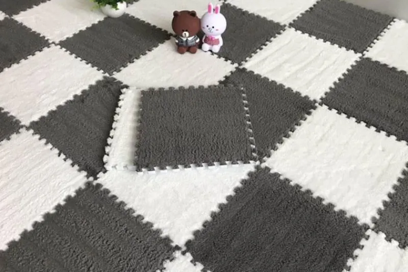 Kinder The Decor Haven Kinderwagen & Zubehör|Gadgets Für Zuhause-Plüschige Winter-Puzzlematte - Weiche DIY-Spielmatte