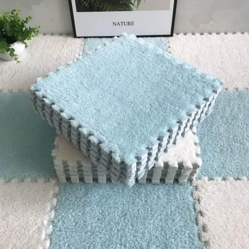 Kinder The Decor Haven Kinderwagen & Zubehör|Gadgets Für Zuhause-Plüschige Winter-Puzzlematte - Weiche DIY-Spielmatte