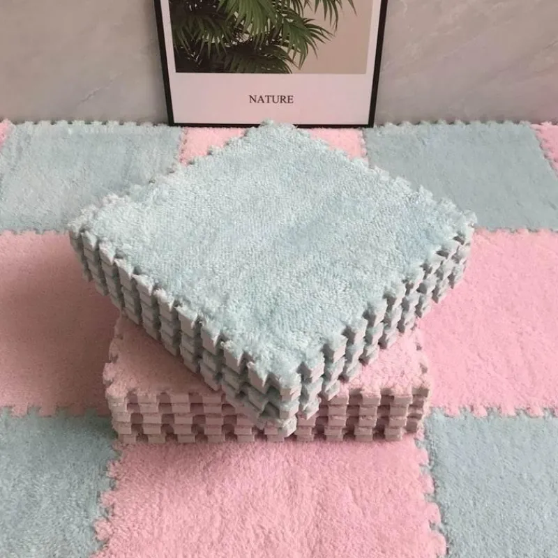 Kinder The Decor Haven Kinderwagen & Zubehör|Gadgets Für Zuhause-Plüschige Winter-Puzzlematte - Weiche DIY-Spielmatte