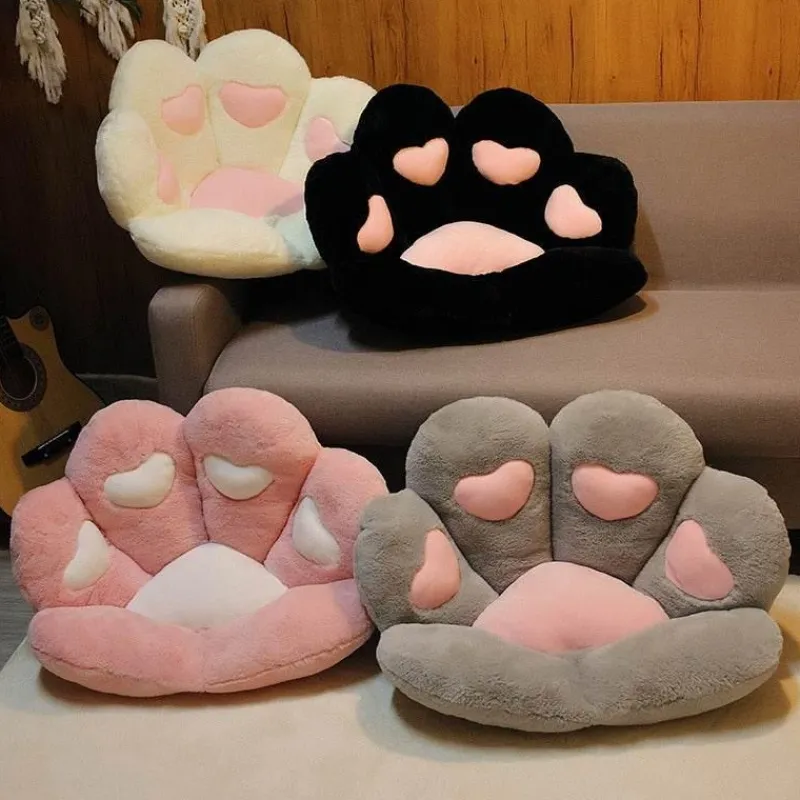 The Gilded Nest Wohndeko-Plüschkissen mit Katzenpfotenmotiv – süßes, buntes Sitzkissen für Haustiere