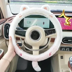 Wild u0026 Free Gear Autozubehör|Automobilindustrie-Plüsch-Lenkradbezug mit Tiermotiv – weiches Winter-Auto-Accessoire