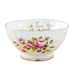 Feast u0026 Flair Küche & Esszimmer-Porzellanschüssel-Set mit Blumenmuster, Goldrand, Monatsthema, 4er-Set