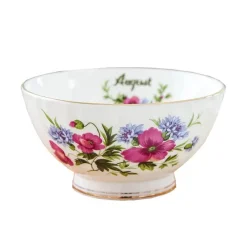 Feast u0026 Flair Küche & Esszimmer-Porzellanschüssel-Set mit Blumenmuster, Goldrand, Monatsthema, 4er-Set