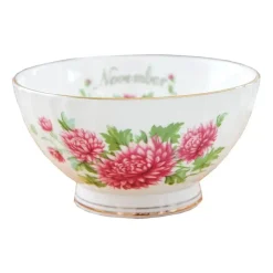 Feast u0026 Flair Küche & Esszimmer-Porzellanschüssel-Set mit Blumenmuster, Goldrand, Monatsthema, 4er-Set