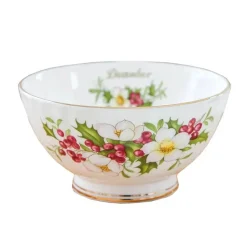 Feast u0026 Flair Küche & Esszimmer-Porzellanschüssel-Set mit Blumenmuster, Goldrand, Monatsthema, 4er-Set