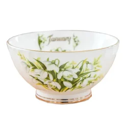 Feast u0026 Flair Küche & Esszimmer-Porzellanschüssel-Set mit Blumenmuster, Goldrand, Monatsthema, 4er-Set