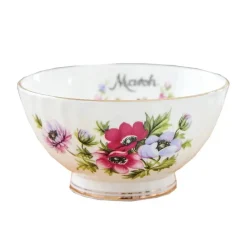 Feast u0026 Flair Küche & Esszimmer-Porzellanschüssel-Set mit Blumenmuster, Goldrand, Monatsthema, 4er-Set