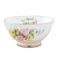 Feast u0026 Flair Küche & Esszimmer-Porzellanschüssel-Set mit Blumenmuster, Goldrand, Monatsthema, 4er-Set