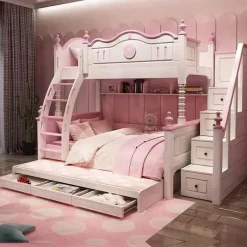 Kinder Cozy Living Kinderzimmermöbel|Möbel-Prinzessinnen-Schloss-Etagenbett – Märchenhafte Kindermöbel