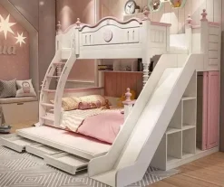 Kinder Cozy Living Kinderzimmermöbel|Möbel-Prinzessinnen-Schloss-Etagenbett – Märchenhafte Kindermöbel