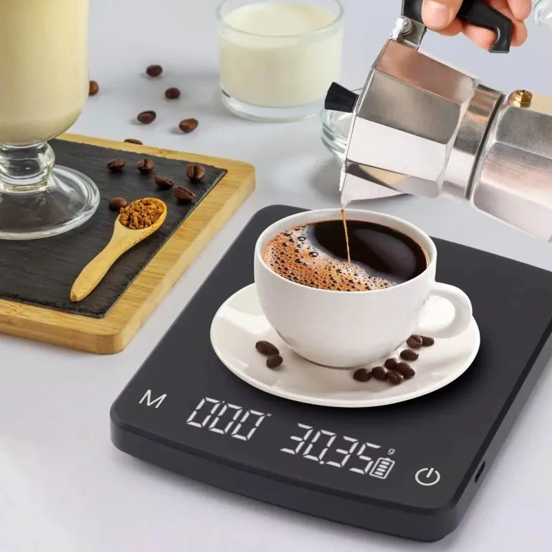 Tom Küche & Esszimmer-Präzise Kaffee-Timer-Waage mit LCD-Display für die perfekte Espressozubereitung