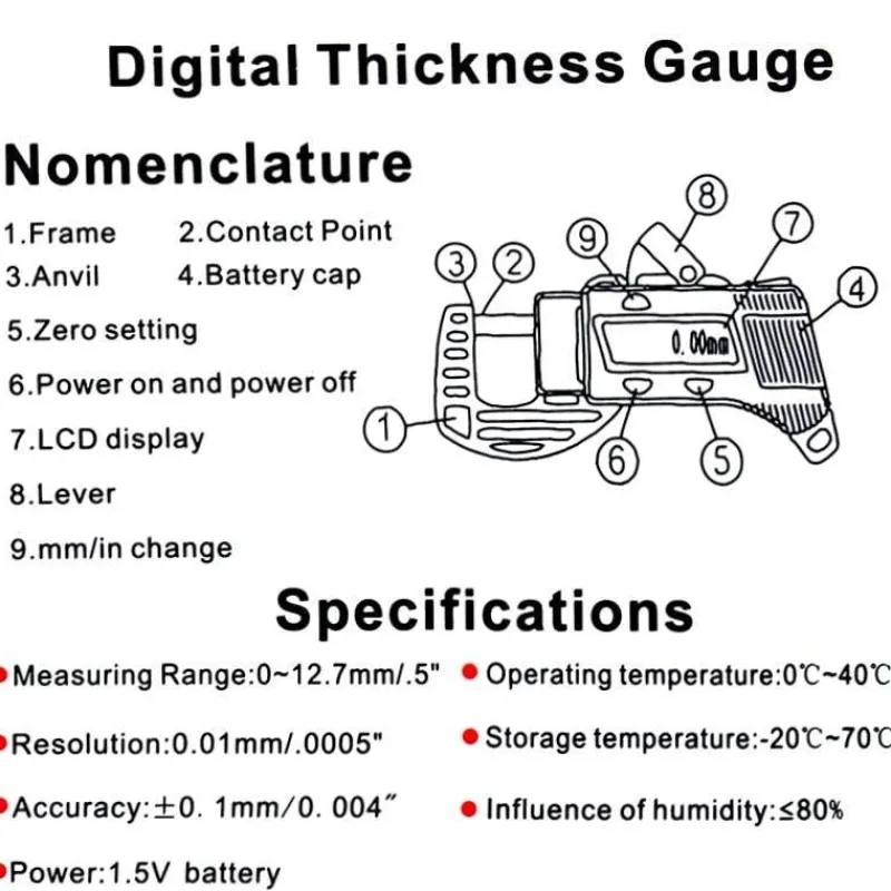 Roam Ready Heimwerkzeuge|Outdoor & Garten-Präzisions-Messschieber aus Kohlefaser – Dickenmessgerät