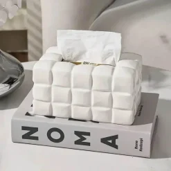 The Finishing Touch Wohndeko-Puffer Cube Taschentuchbox – Dekorativer weicher Taschentuchhalter