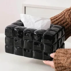 The Finishing Touch Wohndeko-Puffer Cube Taschentuchbox – Dekorativer weicher Taschentuchhalter